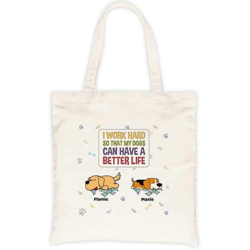 Work Hard For Sleeping Dog Personalized Tote Bag