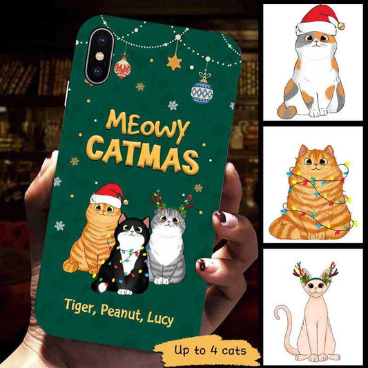 Meowy Catmas Fluffy Cat Christmas Personalized Phone Case