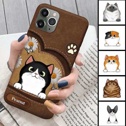 Fluffy Cat Lea Effect Personalized Phone Case