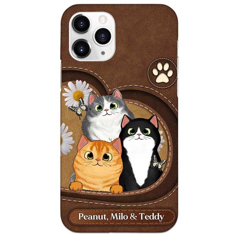 Fluffy Cat Lea Effect Personalized Phone Case