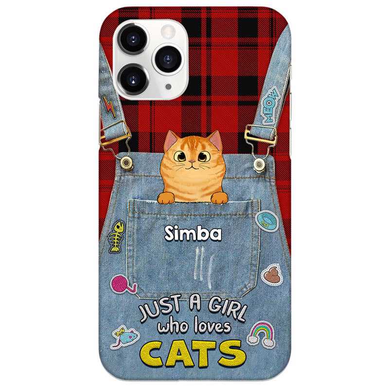 Cats In Denim Overalls Pocket Personalized Phone Case